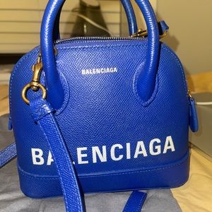 Royal Blue Balenciaga Grained Calfskin purse
